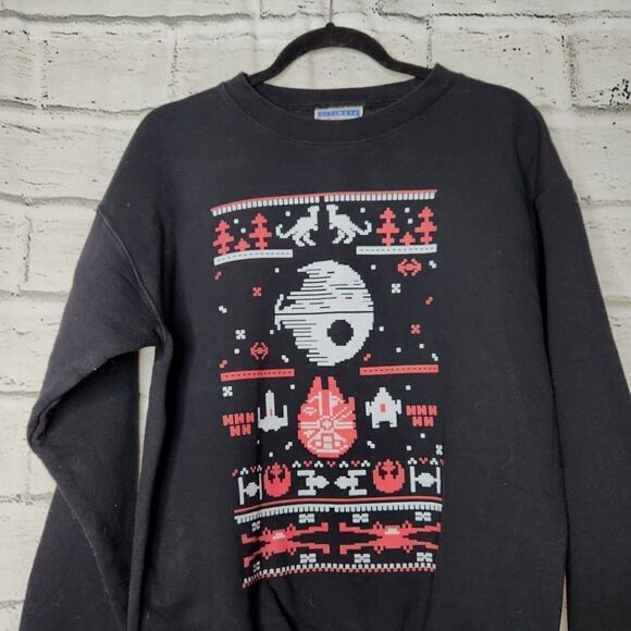 Men's Hanes Black Red Star Wars' Themed Pixel Sweatshirt Size S (34-36) - Picture 4 of 9
